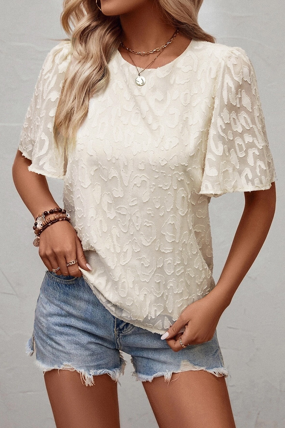 Round Neck Half Sleeve Blouse