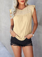 Ruffled Round Neck Cap Sleeve T-Shirt