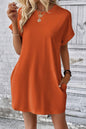 Pocketed Round Neck Short Sleeve Dress