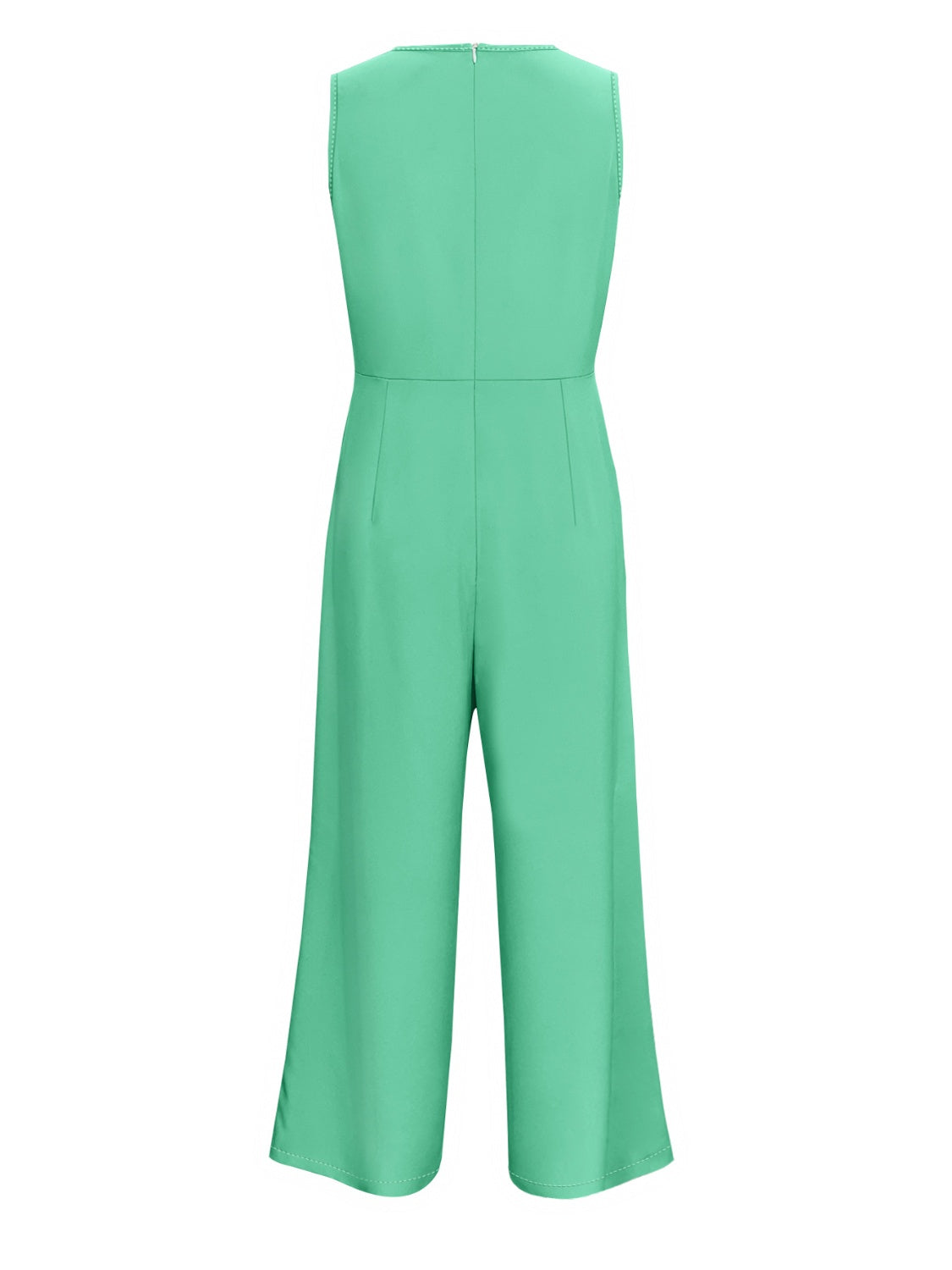 Twisted V-Neck Sleeveless Wide Leg Jumpsuit