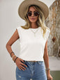 Textured Round Neck Cap Sleeve Blouse