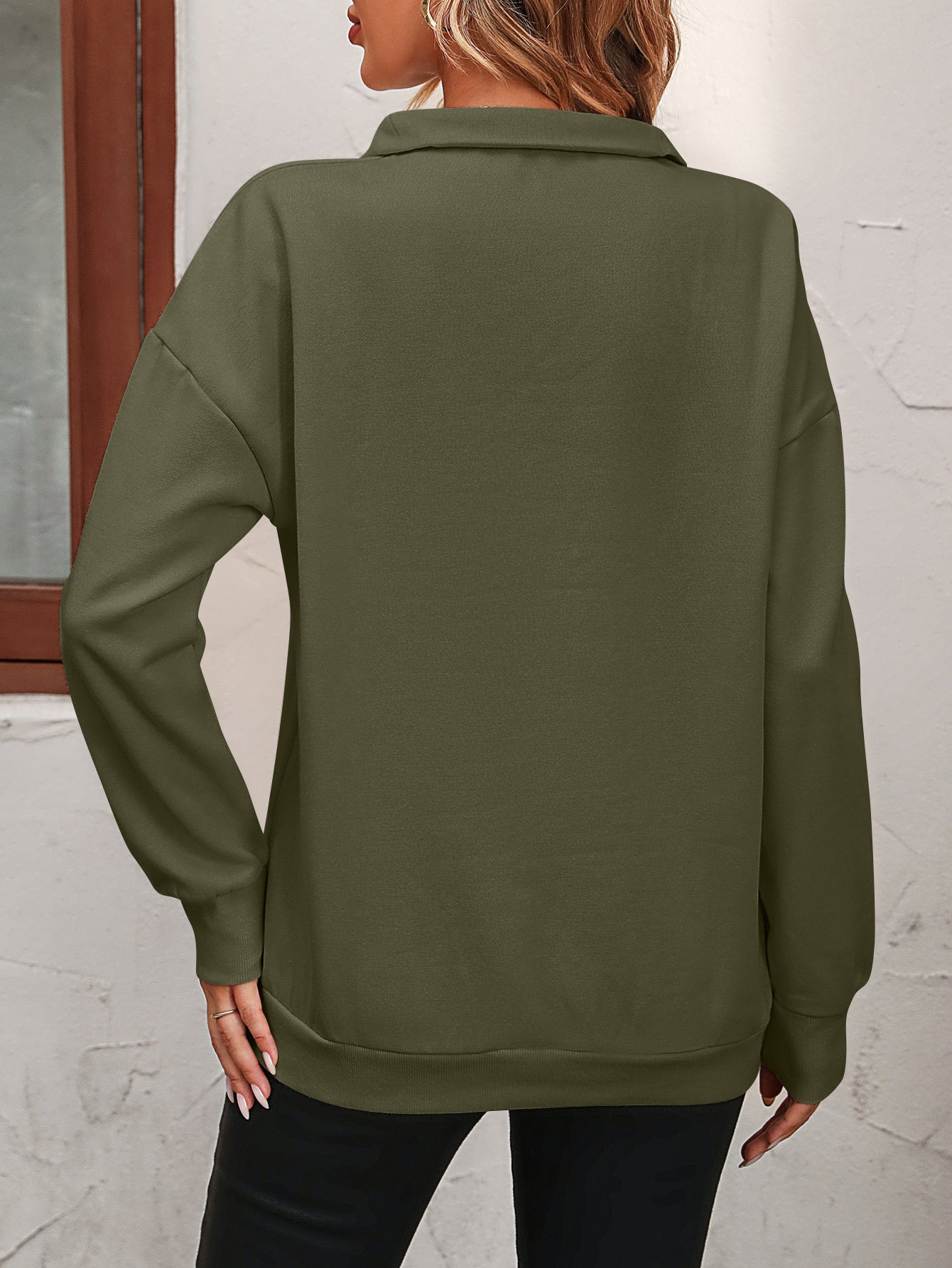 Zip-Up Dropped Shoulder Sweatshirt