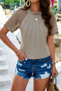 Lace Detail Round Neck Short Sleeve T-Shirt