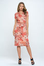 RENEE C Floral Tie Front Surplice Short Sleeve Dress